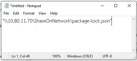 คัดลอกพาธไฟล์ใน Notepad